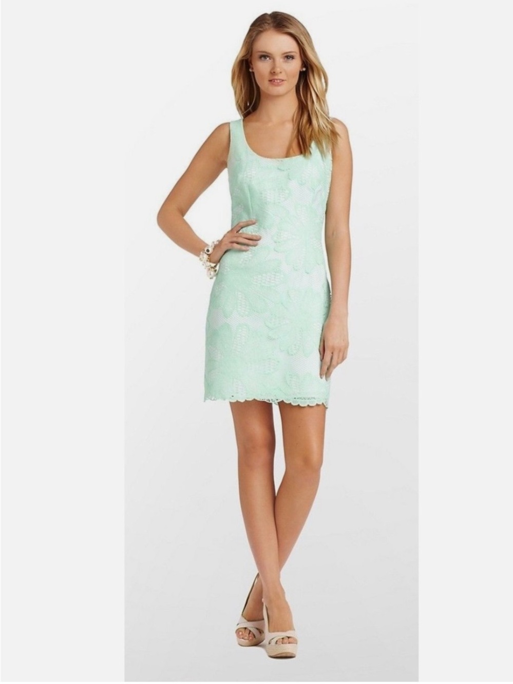 Lilly Pulitzer Mint Green Lace Sheath Midi Dress